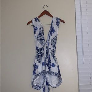 Blue and white romper